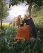 Georges Laugee Bergere et Mouton oil painting